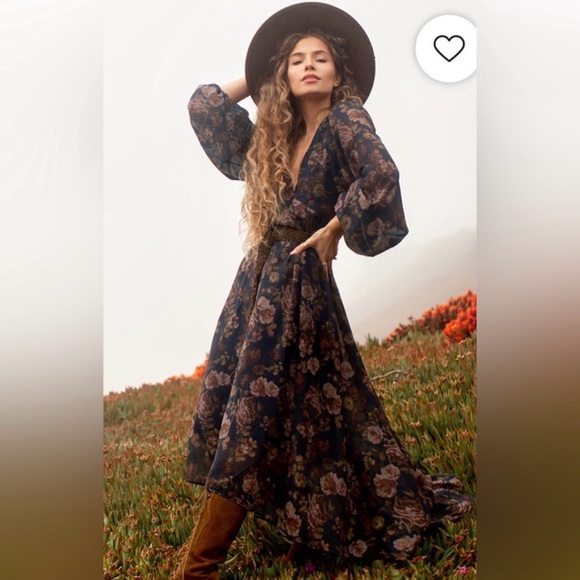 Joyfolie Dresses & Skirts - Joyfolie Boho Women’s Crystal Maxi Dress Navy Floral XXS NWT